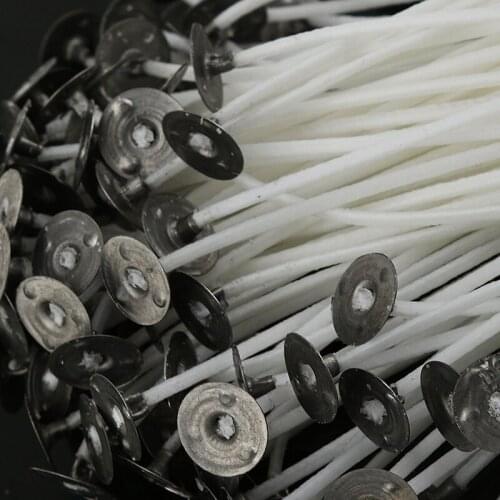 50 Pcs White Candle Wicks Cotton Core Waxed Wick with Sustainer Candle Making