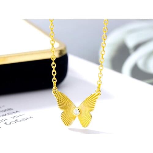 Zircon Butterfly Necklace For Women Stainless Steel Choker Necklaces Gold Chain Vintage Jewelry Collier Valentines Day Gift