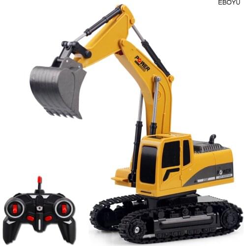 EBOYU 258-1 2.4Ghz 6CH 1:24 RC Excavator Mini RC Truck Rechargeable Simulated Excavator Gift Toy for Kids