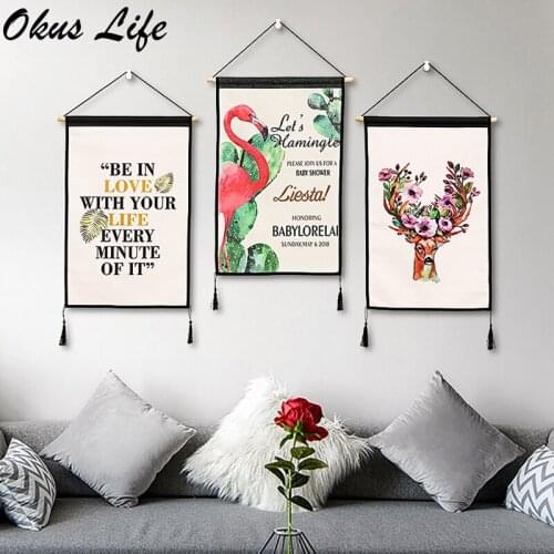 Nordic INS The Unicorn Tapestry Wall Hanging Flamingo Wall Background Hanging Cloth Panda Deer Wall Carpet Home Decor Christmas