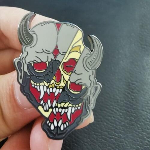 Hannya Masks Kabuki Noh Devil Demon Brooch Pins Enamel Metal Badges Lapel Pin Brooches Jackets Jeans Fashion Jewelry Accessories