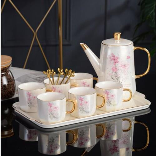 Ceramic Coffee Set Europe Teapot Coffee Cup Mug Coffeeware Lette Kettle Waterware Bar Decoration Home Kitchen Supplie Drinkware
