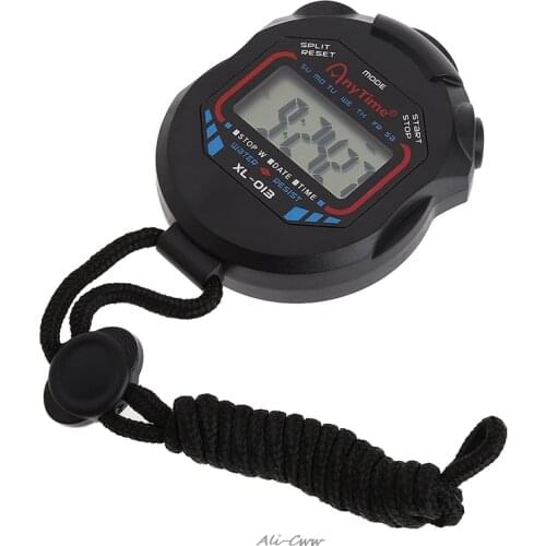 Classic Digital Professional Handheld LCD Chronograph Sports Stopwatch Timer Stop Watch with string