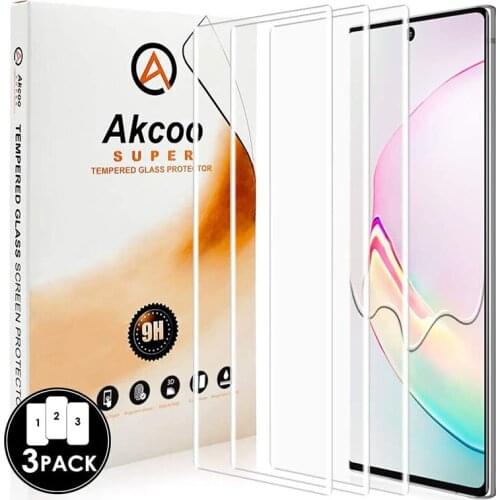 3 Pieces Akcoo protective glass UV Screen Protecto for Note 10 Touch Sensitive 3D Curved Tempered Glass