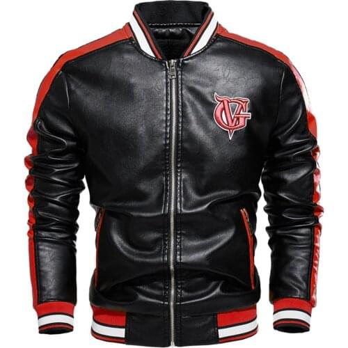 Fashion top patchwork leather bomber jacket autumn jacket mens new style mens jacket casual letter embroidery leather jacket s