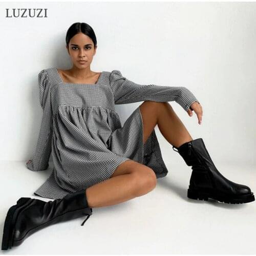 Модные платья в клетку Luzuzi China At AliExpress