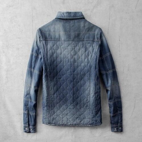 Fashion Men Padded Denim Jacket Single Breasted Cowboy Casual Jean Coat Thick Warm Cargo Jacket Vintage Autumn Winter Outwear