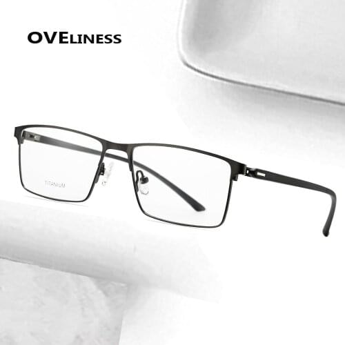 2020 Square Titanium Alloy eye glasses frame Men Optical eyeglasses Myopia Prescription glass Male Metal Full Screwless eyewear