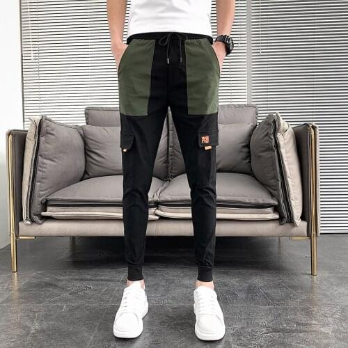 Summer Thin Pants Men Fashion 2020 Korean Slim Fit Harem Pants Men Multi Pockets Ankle Length Casual Joggers Men Clothing 36-27