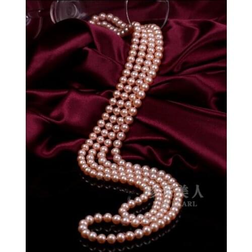 Charming 8-9mm natural pink pearl necklace 48"