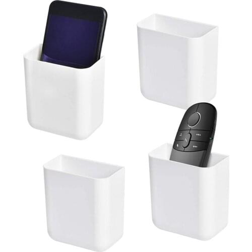 4 Pack Self Adhesive Organizer Storage Box Remote Control Holder Media Organizer For Phone Remote Control Pen