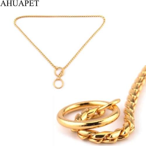 Pinch Collars Yorkshire Terrier Twisted Chain Snake Necklace Metal Gold Dog Collar Leash For Cats Dogs Choker Pets Accessories E