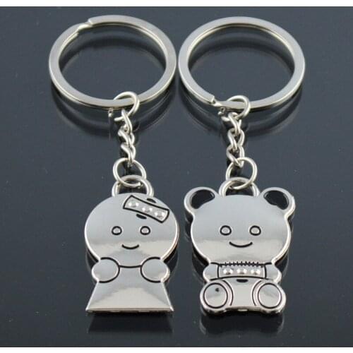 Couple Keychain Love Cute Bear Lovers Harajuku Pendant for Key Ring Cover Holder Keyring Men Women Porte Clef Sleutelhanger Gift