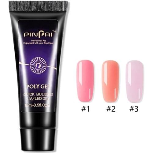 Pinpai 15ml Clear Pink Nail UV LED Builder Poly nail Gel Nail Acrylic Gel Ancryle for Building Manicure Nail Art Tip Extension