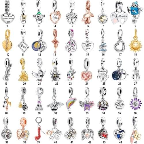 Fashion Dangle Pendant Bead European S925 Silver Charms Fit pandora charm Bracelet Bangle Trinket Jewelry For Women Girl Gift