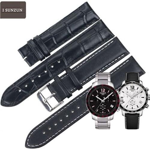 ISUNZUN 19mm Women Genuine Leather Watchbands For Tissot 1853 T095 Watch Strap For T095.417A Watches Band Belt Bow-knot Buckle