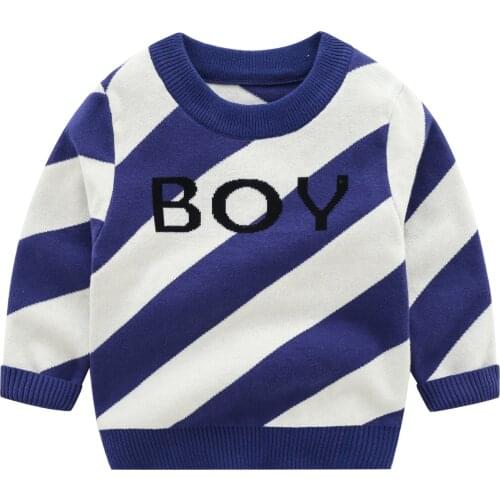 Autumn Winter Sweater Kids Fashion Baby Boys Warm Clothes Long Sleeve Striped Knitted O Neck Boys Pullover Sweater For 2-6yrs