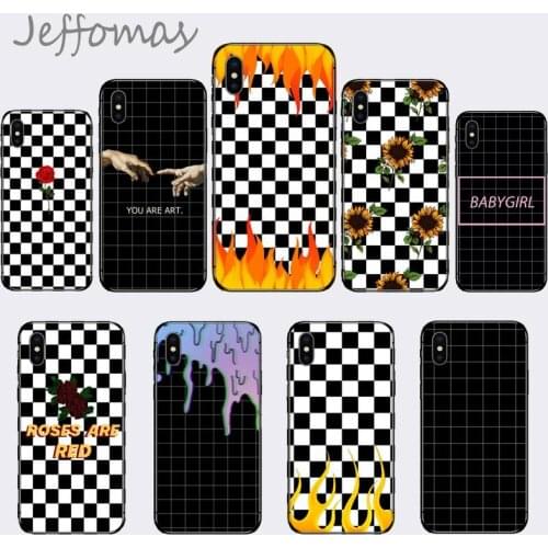 Checkerboard Checkered Soft black Phone Case for iPhone 11 12 pro XS MAX 8 7 6 6S Plus X 5S SE 2020 XR