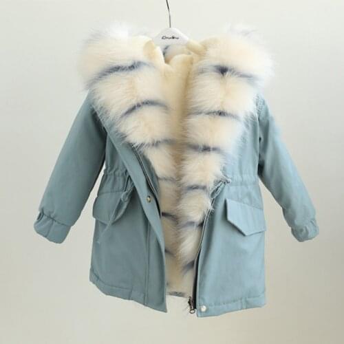 Winter Kids Fur Coat for Girls striped hoodies Outerwear Kids Boys Faux Fox Fur Jackets Girls Fur Outerwear Children Clothes