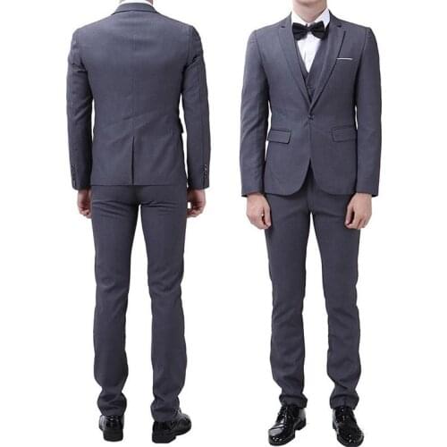 Stylish Design One Button Dark Grey Groom Tuxedos Groomsmen Notch Lapel Mens Suits Blazers (Jacket+Pants+Vest+Tie) W:1117
