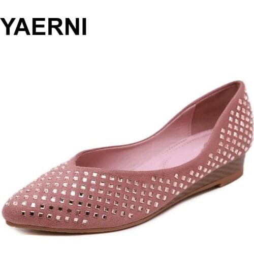 YAERNI Shinning blings decorative diamond fashion woman single shoes rhinestones wood grain comfortable corner shoes for women