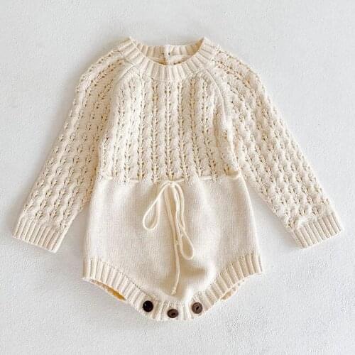 Baby Girl Knit Hollow Out Rompers Baby Jumpsuit Baby Clothes Spring Autumn Long Sleeve Baby Clothes Girls Romper