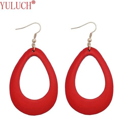 YULUCH African fashion ethnic woman jewelry earrings for personality new color wooden hollow out drop pendant earrings gift