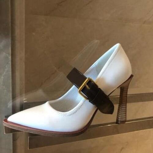 Siddons Pointed Toe High Heels Women Pumps Buckle Strap Leather Party Bride Wedding Shoes Woman Stiletto Heels Mary Janes Shoes