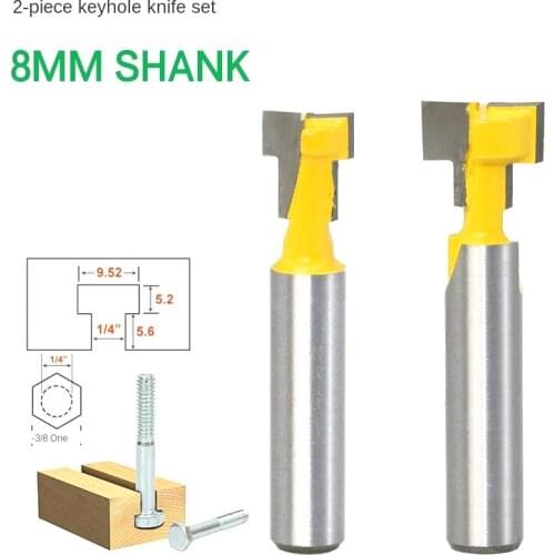 1/2Pcs 8mm Shank T-Slot Keyhole Cutter Wood Router Bit Carbide Cutter For Wood Hex Bolt T-Track Slotting Milling Cutters