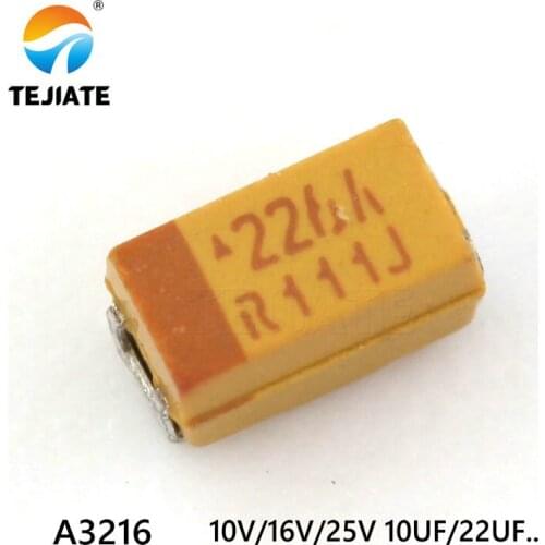 20PCS Tantalum capacitor type A 3216 patch 25V 16V 10V 10uF 1uF 106 2.2UF 3.3UF 4.7UF 22UF 1206
