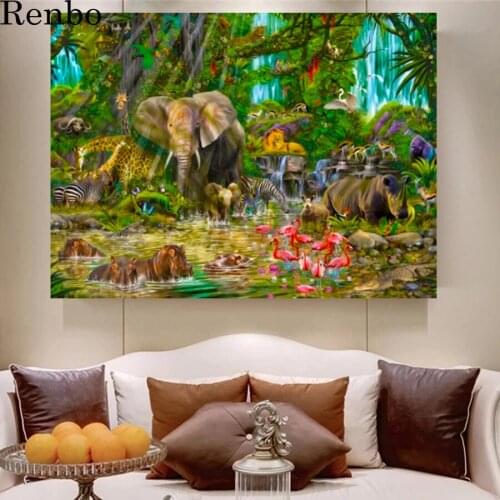 African jungle animals Elephant 5d diy diamond painting full square round drill embroidery Diamond mosaic Rhinestones home decor