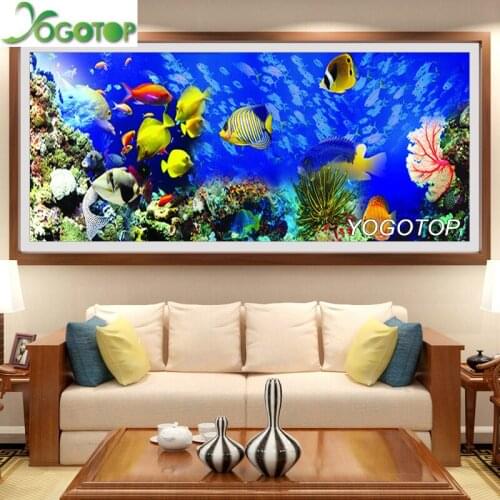 Large Underwater world fish 5D Diy Diamond Painting Animal Full Square/Round Diamond Embroidery Kit Mosaic Decor Gift YY2827