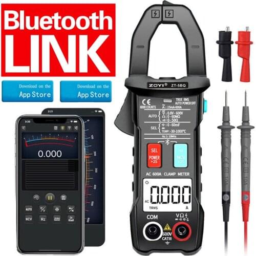 ZT-5BQ Digital Clamp meter bluetooth Technology Smart multimeter True RMS Voltmeter Ammeter Auto Rang Capacitor NCV Tester