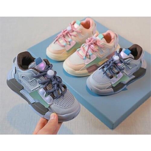 Childrens Tennis Shoes Fall 2020 New Girls' Sports Shoes Breathable Mesh Boys Running Shoes White Black Sneakers