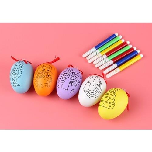 Children DIY Colorful Painted Eggs Plastic Manual Making Easter Egg Pen Toys for Kids Handmade Drawing Creative Educational Toys