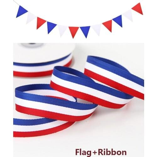 France Flag Print Pennant Bunting+Width 25mm Red White Blue Stripe webbing Grosgrain gift wrap ribbon Clothing Accessories