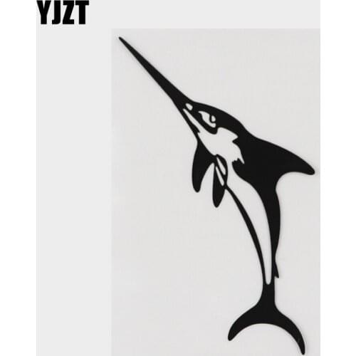 YJZT 9.6CM×15.1CM Personality Black/Silver Decal Swordfish Car Sticker Vinyl 18A-0173