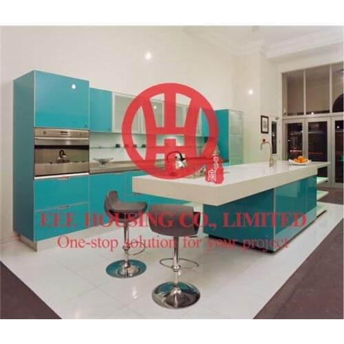 Customized modern lacquer kitchen cabinet with excellent design and quality MOQ is 1 set & sipping by sea