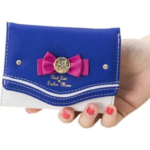 Kawaii Sailor Moon Designer Female Leather Wallet Women Bowknot Clutch Lady Fashion Brand Short/Long Purse Organizer Insert