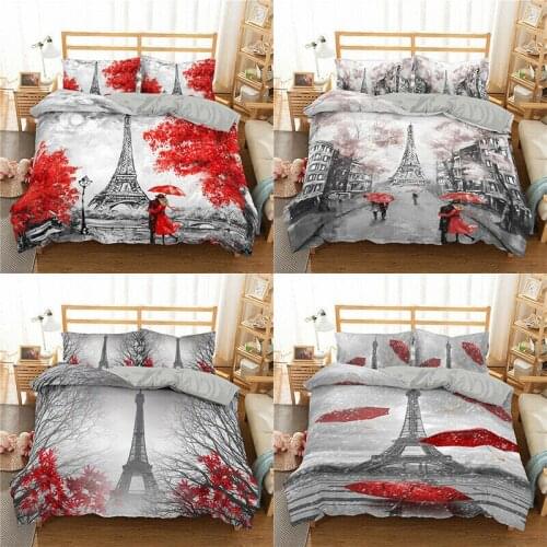 Eiffel Tower Bedding Set 2/3Pcs Duvet Cover & Pillowcase(s) 3D Printed Quilt Cover Home Textile Gift