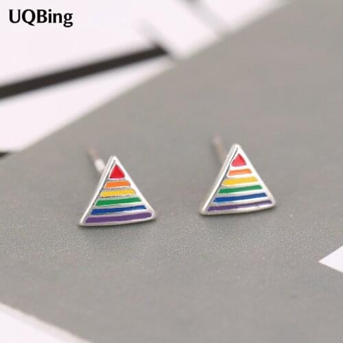 Korean Lucite Colorful Triangle Stud Earrings 925 Sterling Silver Stud Earrings Jewelry Pendientes Brincos Fashion Jewelry