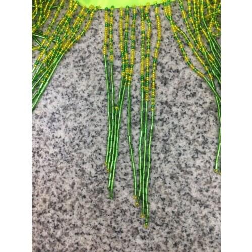 Ribbon tassel 5 yards/bag ym306# 11cm-15cm Fluorescent green and yellow The waves tassel for sawing dress fringe trim