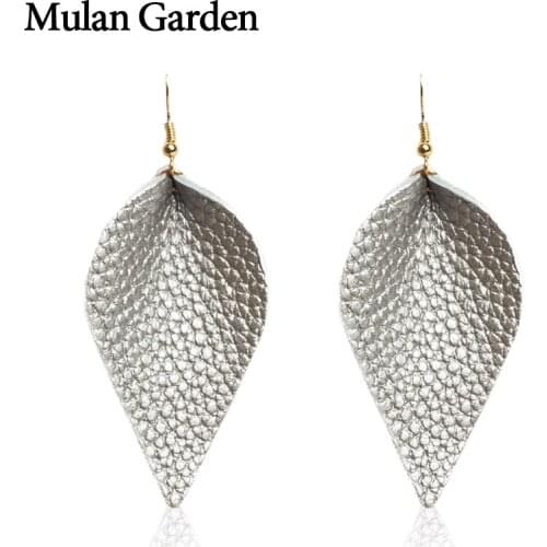 M&G Trendy Leaf Leather Earrings for Women Simple Statement Drop Earrings Fashion Jewelry Women Accessories 2018 New Wholesale