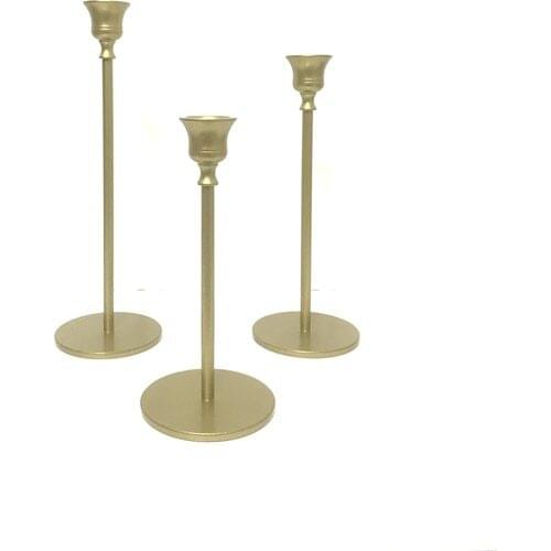 Mumsema Gift Decorative 3'lü Gold Candelabra