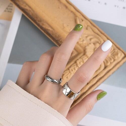 Geometric retro male ring cold wind retro bow woven heart-shaped love smiley fashion personality chain five-pointed star