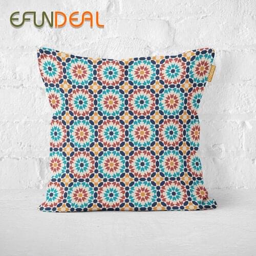 Vintage Cushion Cover Pillow Case Colorful Mosaic patterm Printed For Sofa Seat Simple Home Decor 45*45cmPillow Cover