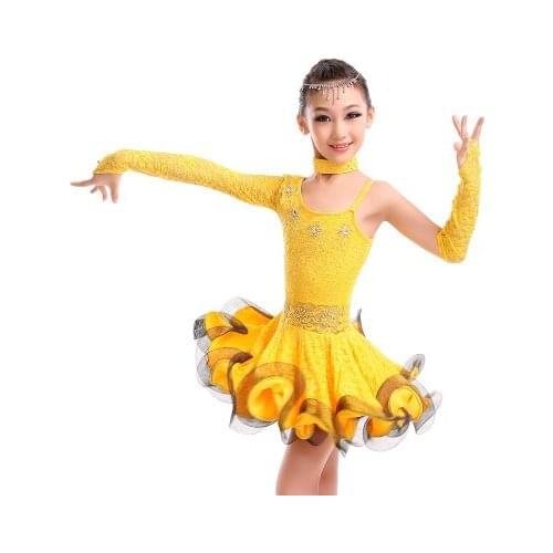 New Lace Latin Dance Dress for Children Girls Samba Dress Ballroom Kids Dancing Dress Vestido Baile Latino Child Dancewear 89