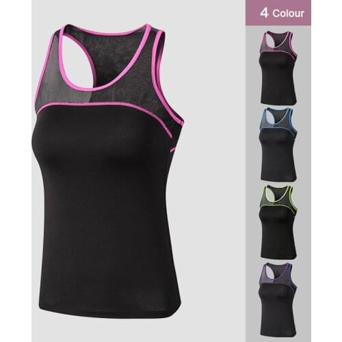 New Womens Yoga Sports Vest Fitness morning Run Contrast Color Matching Mesh Breathable badminton Leotard Elastic Skinny Vest