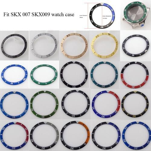 For Seiko SKX007 SKX009 38mm*31.5mm Flat Watch Bezel Insert Aluminum/Ceramic/Steel Bezel Ring Black/Blue/Gold/Silver/Red/Green