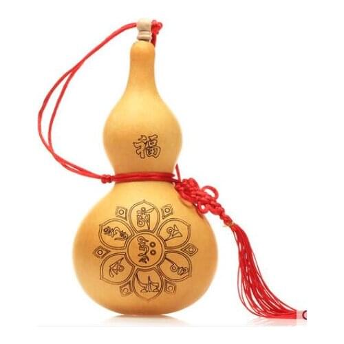 Eight - eight - word genuine wooden gourd natural gourd pendant faucet eight diagrams six words statue home decoration wedding